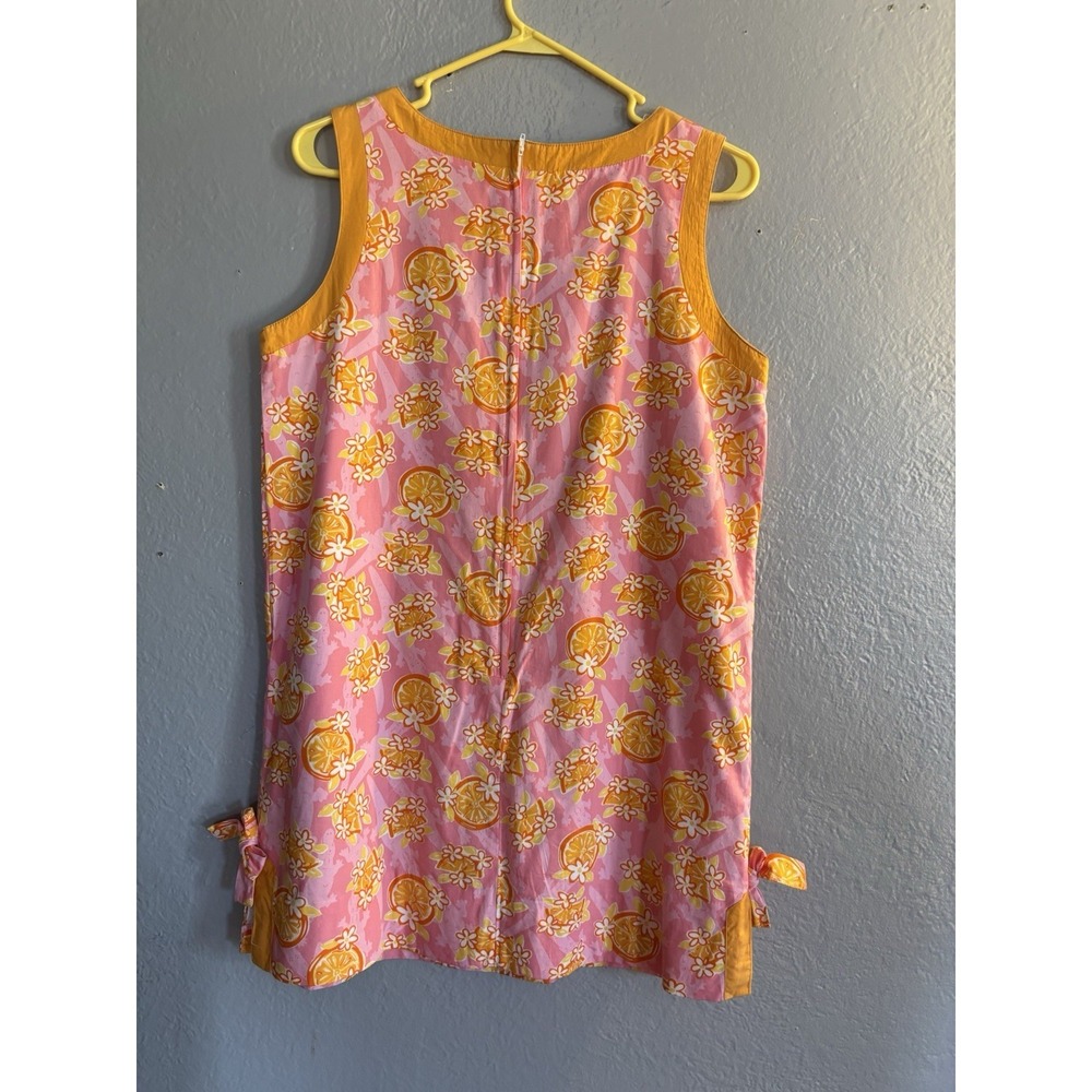 Lilly Pulitzer Oranges Crocodile Floral Shift Dress SZ 10 Cotton Pockets Zip - Picture 2 of 8